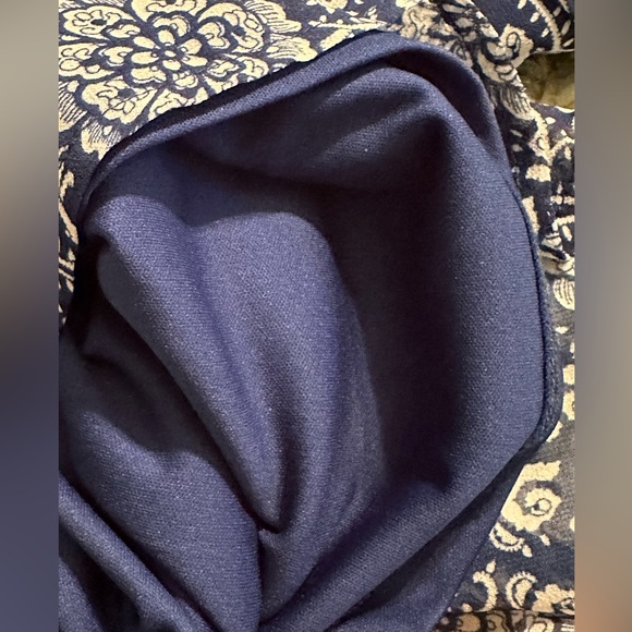 Women’s As U Wish Navy Blue And Cream‎ Floral Short Sleeve Dress Size S Lined - Picture 4 of 7